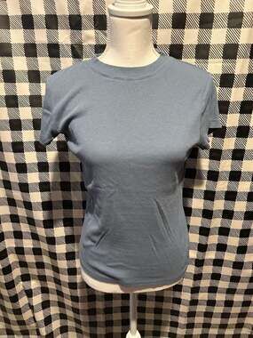 A New Day Target Women's Medium Blue Ribbed Short Sleeve Slim Fit T-Shirt